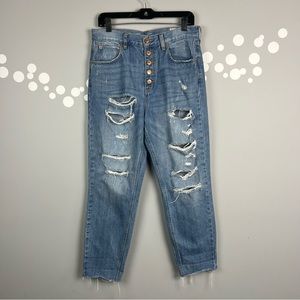 Free People We The Free Blossom Rigid High Rise Distressed Jeans 29